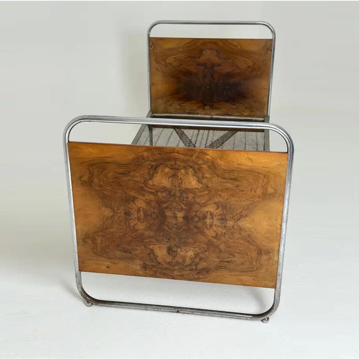Handmade Brass & Wood Bed Frame, Mid-Century Style Design