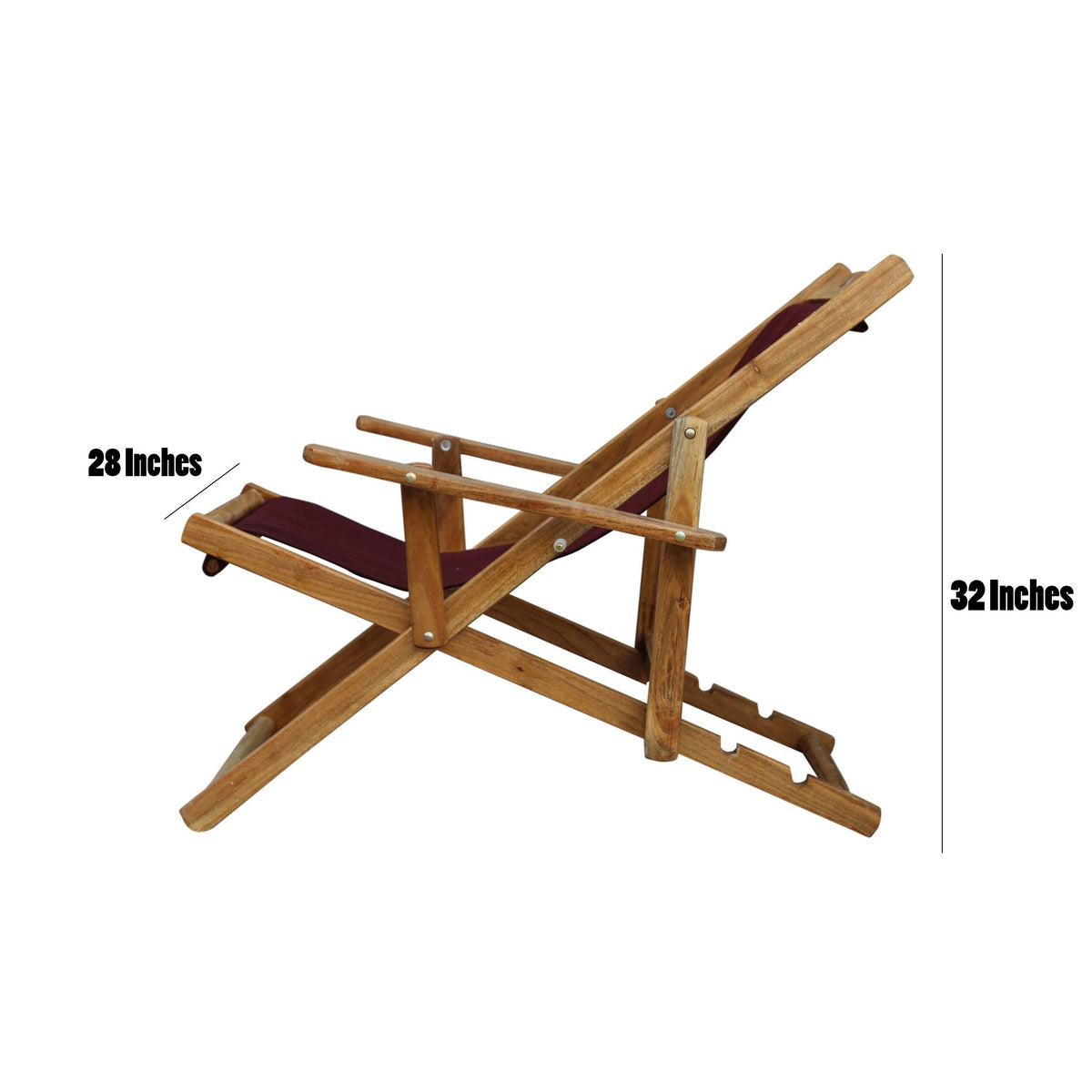 Handmade Teak & Blue Canvas Folding Chair: Mid-Century Modern Style