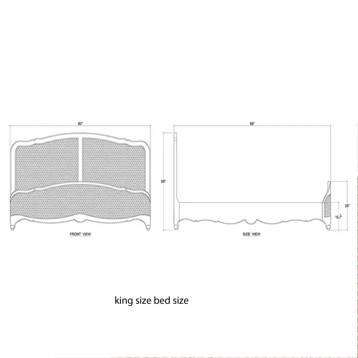 Handmade carved Regency Cane Bed Frame: King Size Bed