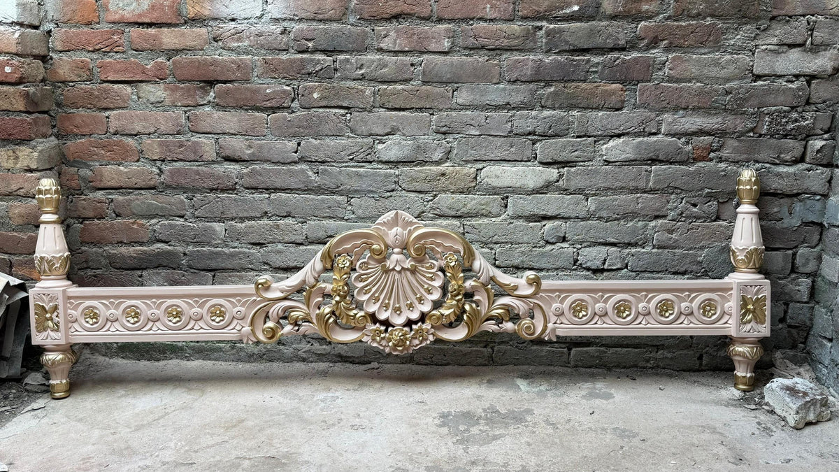 Handmade Giltwood Bed Frame, Tufted carved Style Design