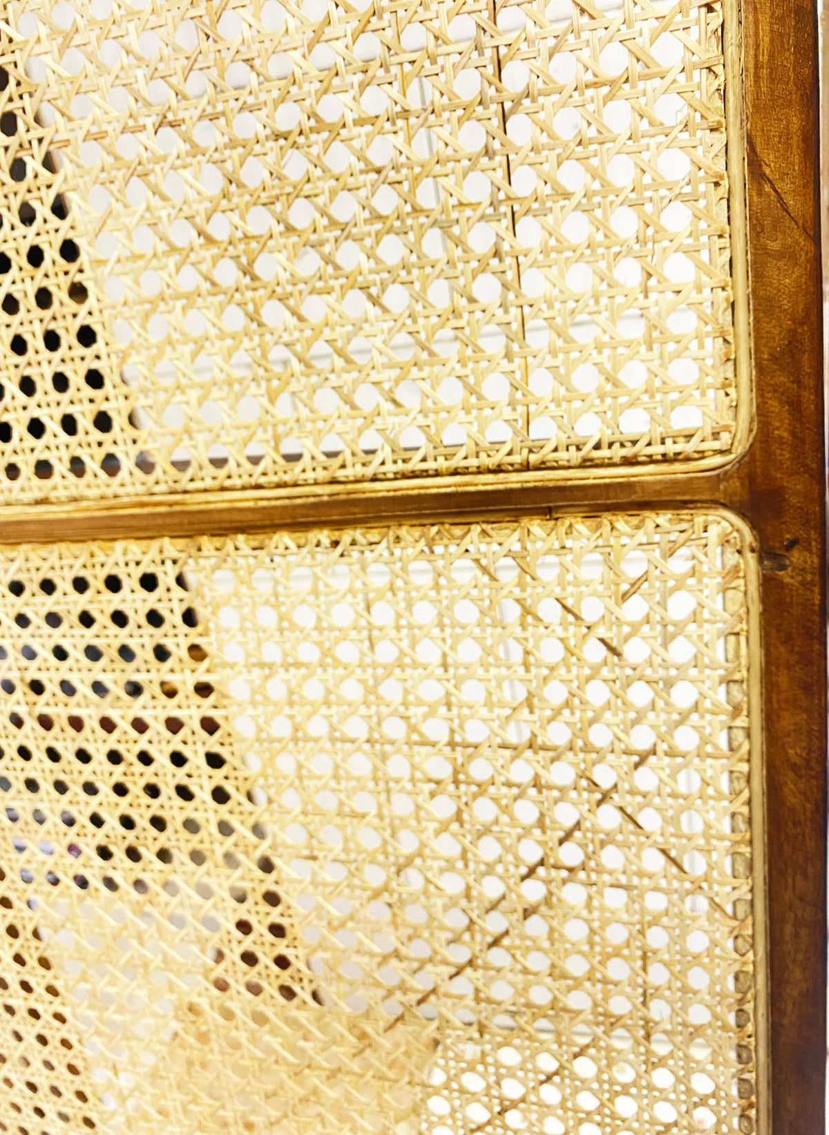Mid Century Woven Cane Room Divider, Hand Knitted Privacy Screen