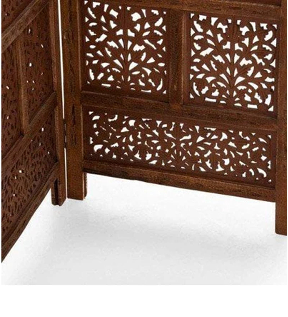 Handmade Wooden Room Divider, Folding Privacy Screen, Carved Partition, Freestanding 4 Panel Screen
