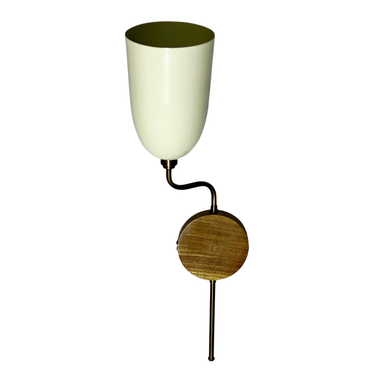 Handmade Wooden Wall Sconce, Rustic Modern Brass Accent Lamp, Minimalist Home Decor