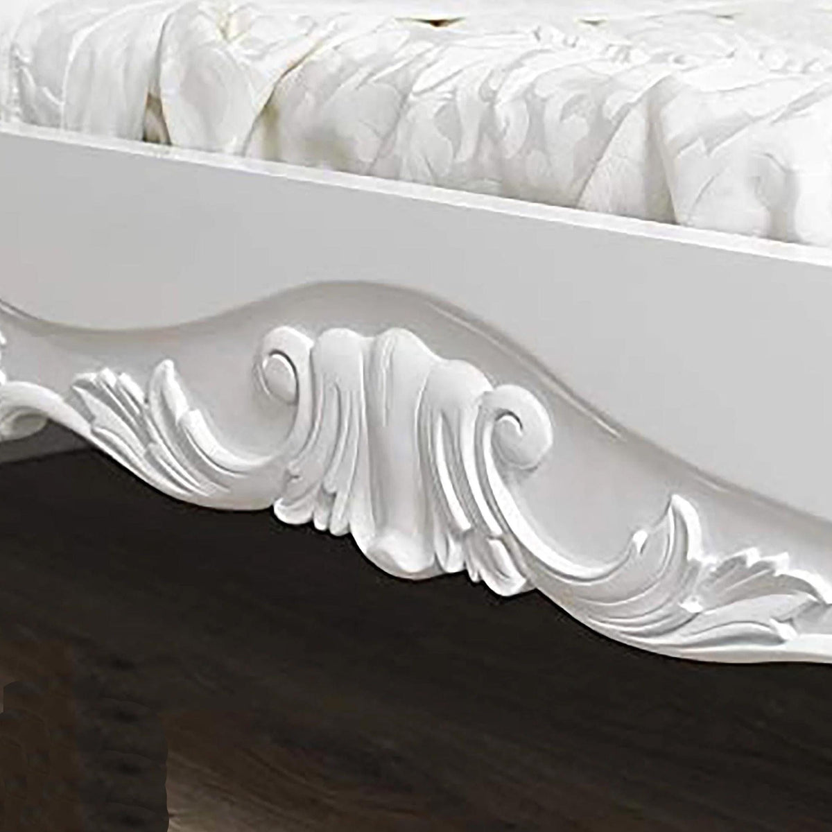Handmade Giltwood Bed Frame: Tufted Carved Queen/King