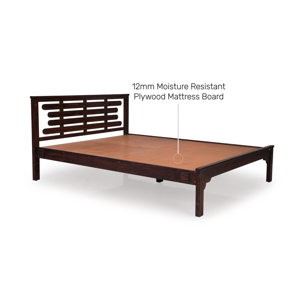 Handmade Slatted Mango Wood Bed Frame: Modern carved Low Post