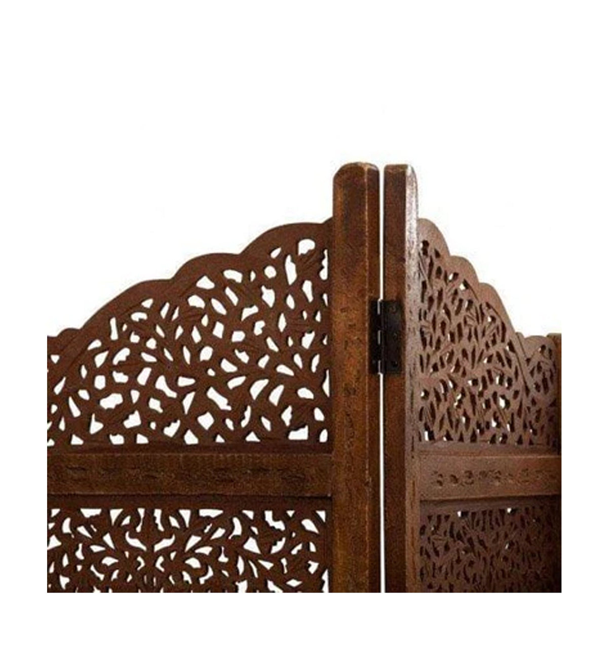 Handmade Wooden Room Divider, Folding Privacy Screen, Carved Partition, Freestanding 4 Panel Screen