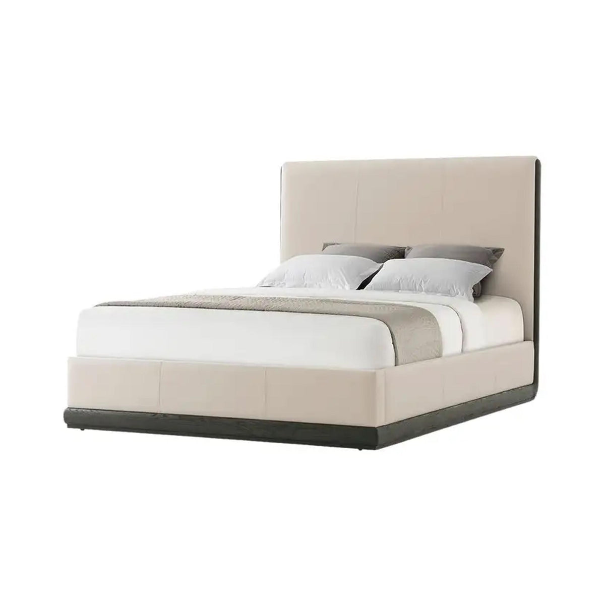 Handmade Leather Upholstered King Bed: Modern Bohemian Bed Frame