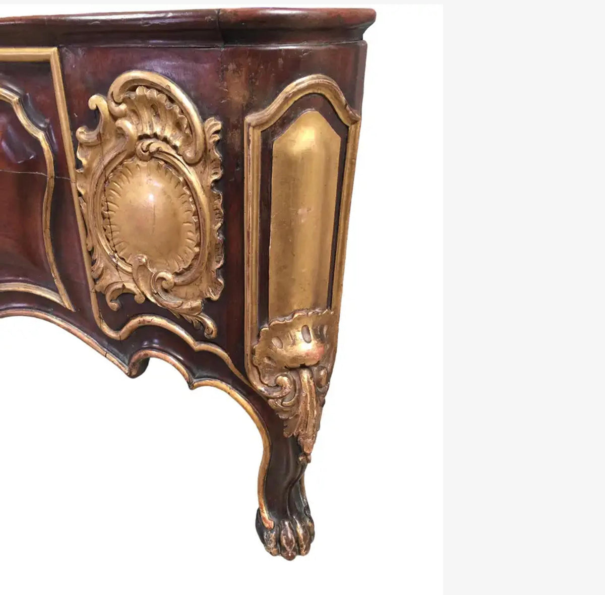 Handmade Giltwood Queen Bed Frame with Carved Detailing