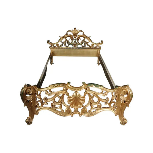 Handmade Gold Carved Wood Bed Frame, Louis XV Style, Custom Size