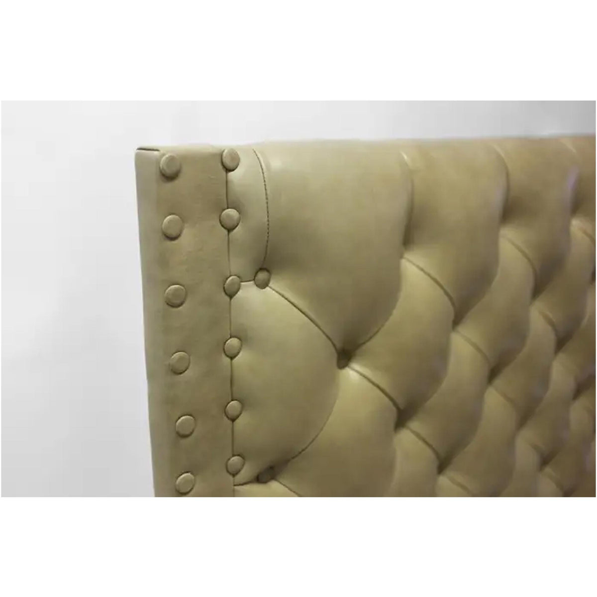 Handmade Tan Leather Tufted Bed: Oakwood  Bed Frame