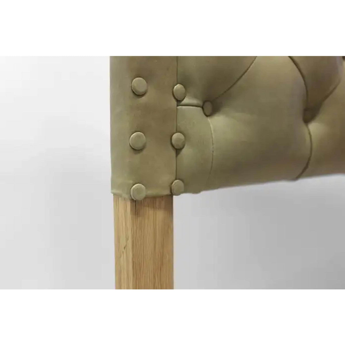 Handmade Tan Leather Tufted Bed: Oakwood  Bed Frame