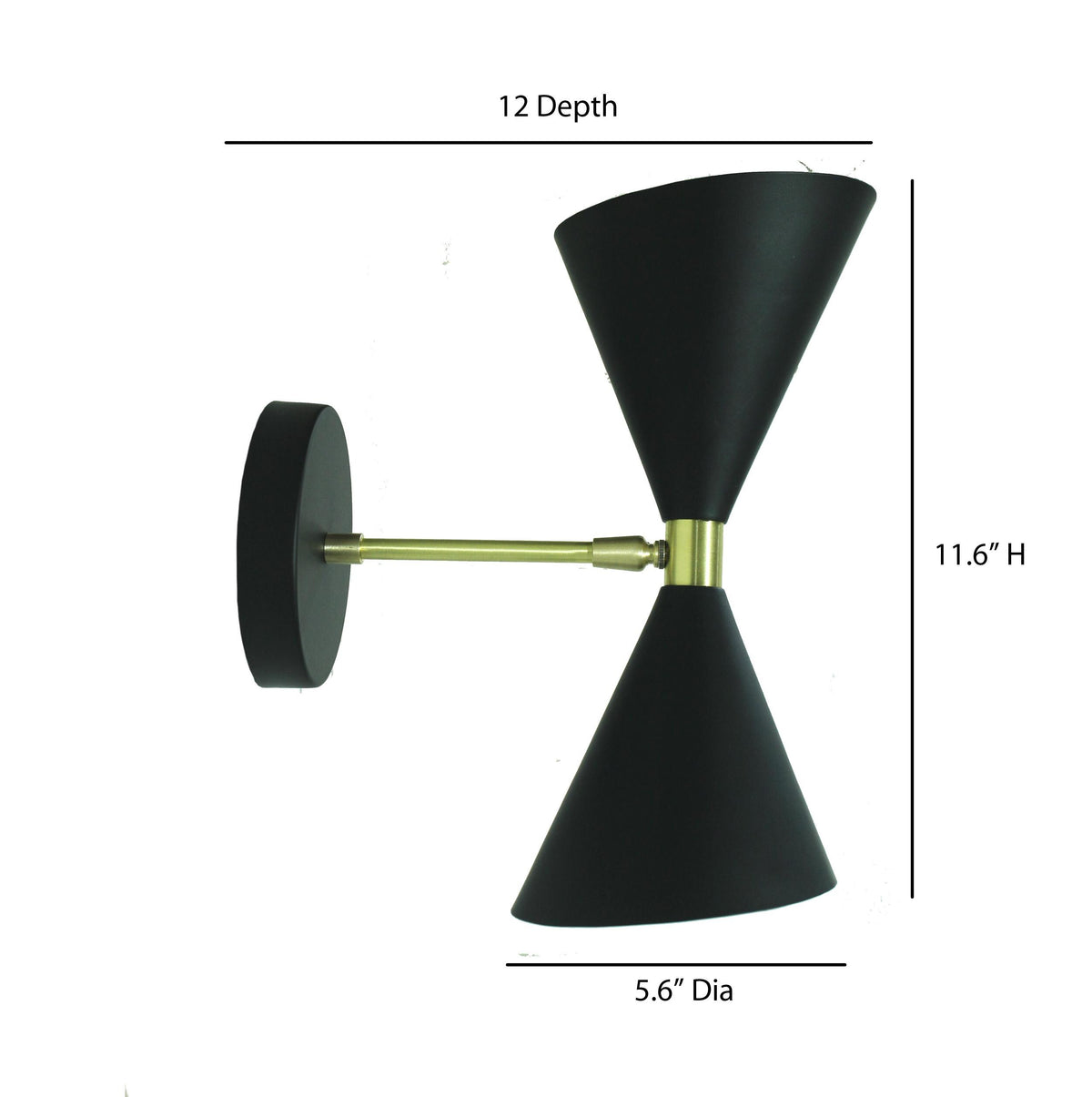 Handmade Brass 2-Light Wall Sconce, Mid-Century Style Wall Light