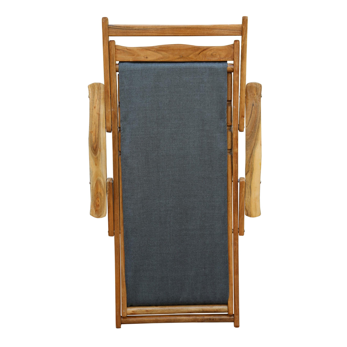 Handmade Teak & Blue Canvas Folding Chair: Mid-Century Modern Style