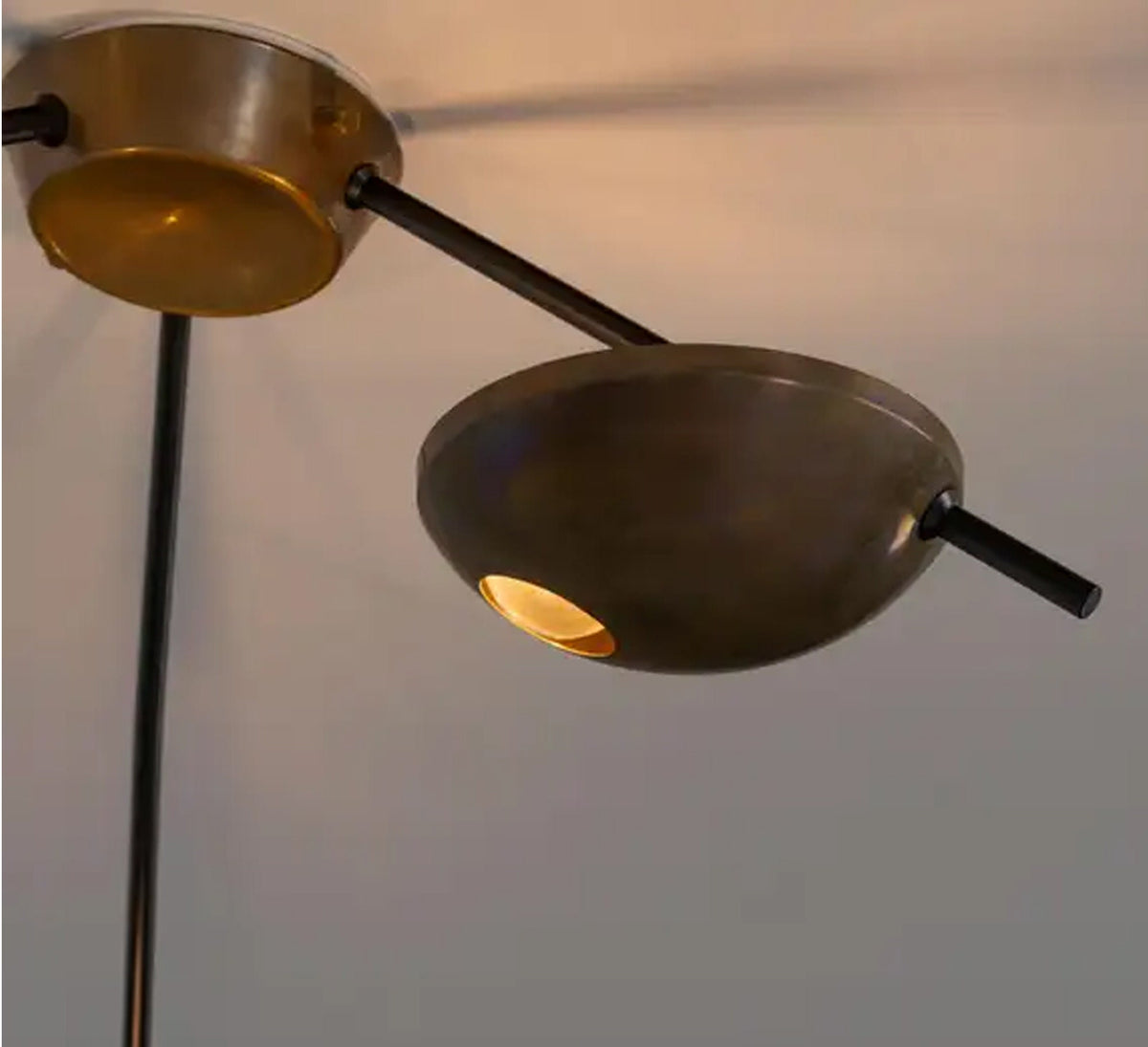 Mid-Century Style 3-Light Flush Mount Ceiling Fixture in Antique Brass