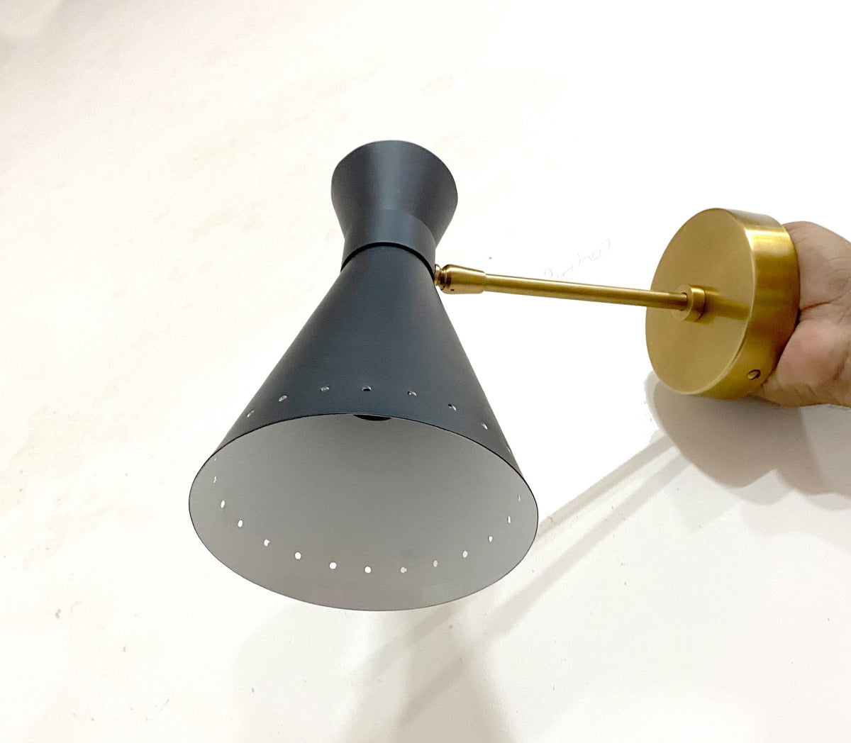 Handmade Brass Wall Sconce: Matte Black Italian Light Fixture