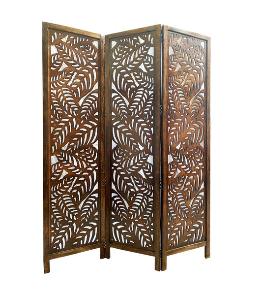 Leaves Design Wooden Folding Divider, Partition, Handmade Self standing separator