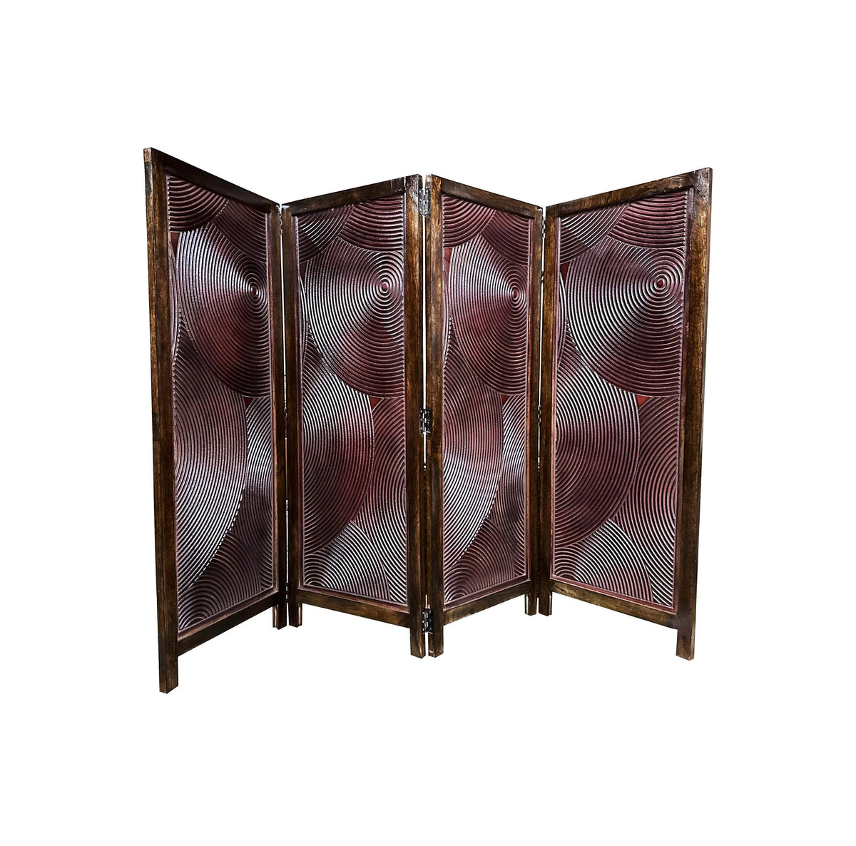 Mid-Century Modern Walnut Room Divider: Handmade Wooden Privacy Screen