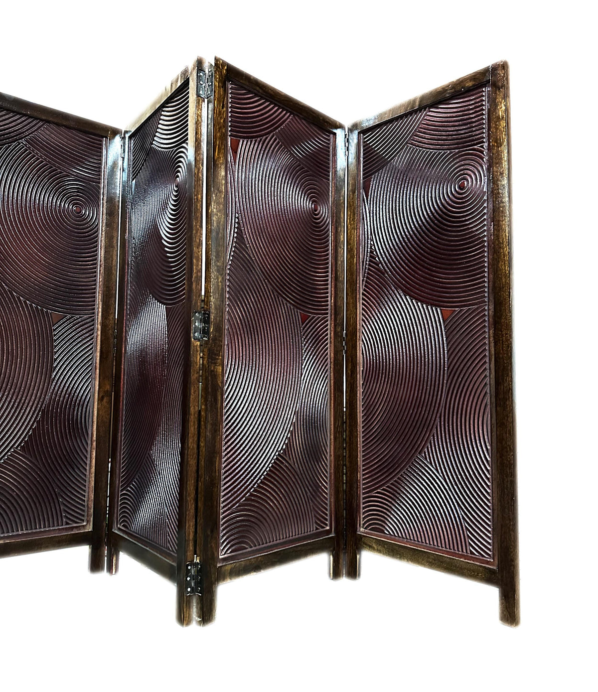 Mid-Century Modern Walnut Room Divider: Handmade Wooden Privacy Screen