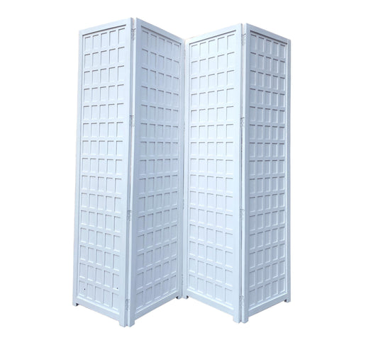 Handmade Wooden Folding Room Divider: White Block Cube Partition