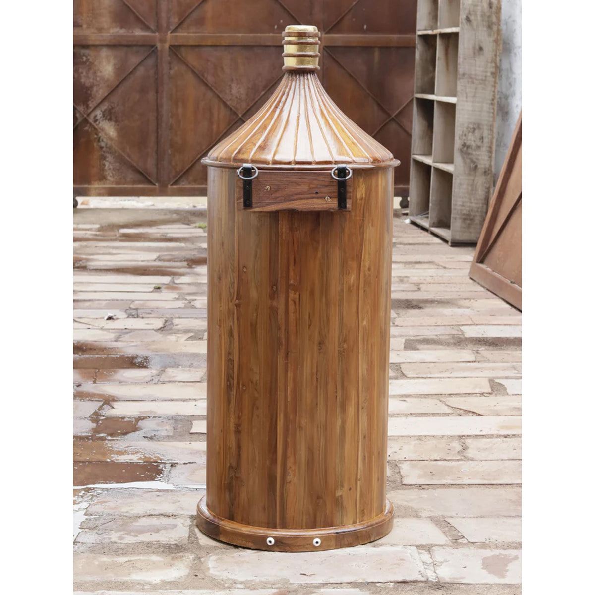 Hand-Painted Teak Wood Bottle Bar Cabinet, Mid-Century Home Furniture