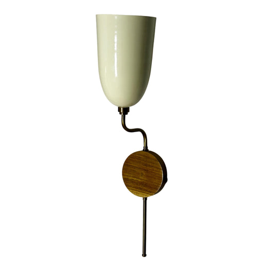 Handmade Wooden Wall Sconce, Rustic Modern Brass Accent Lamp, Minimalist Home Decor