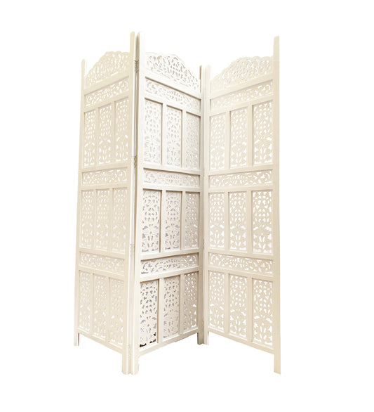 Mid century White Wooden Folding Divider, Partition, Handmade Self standing seperator