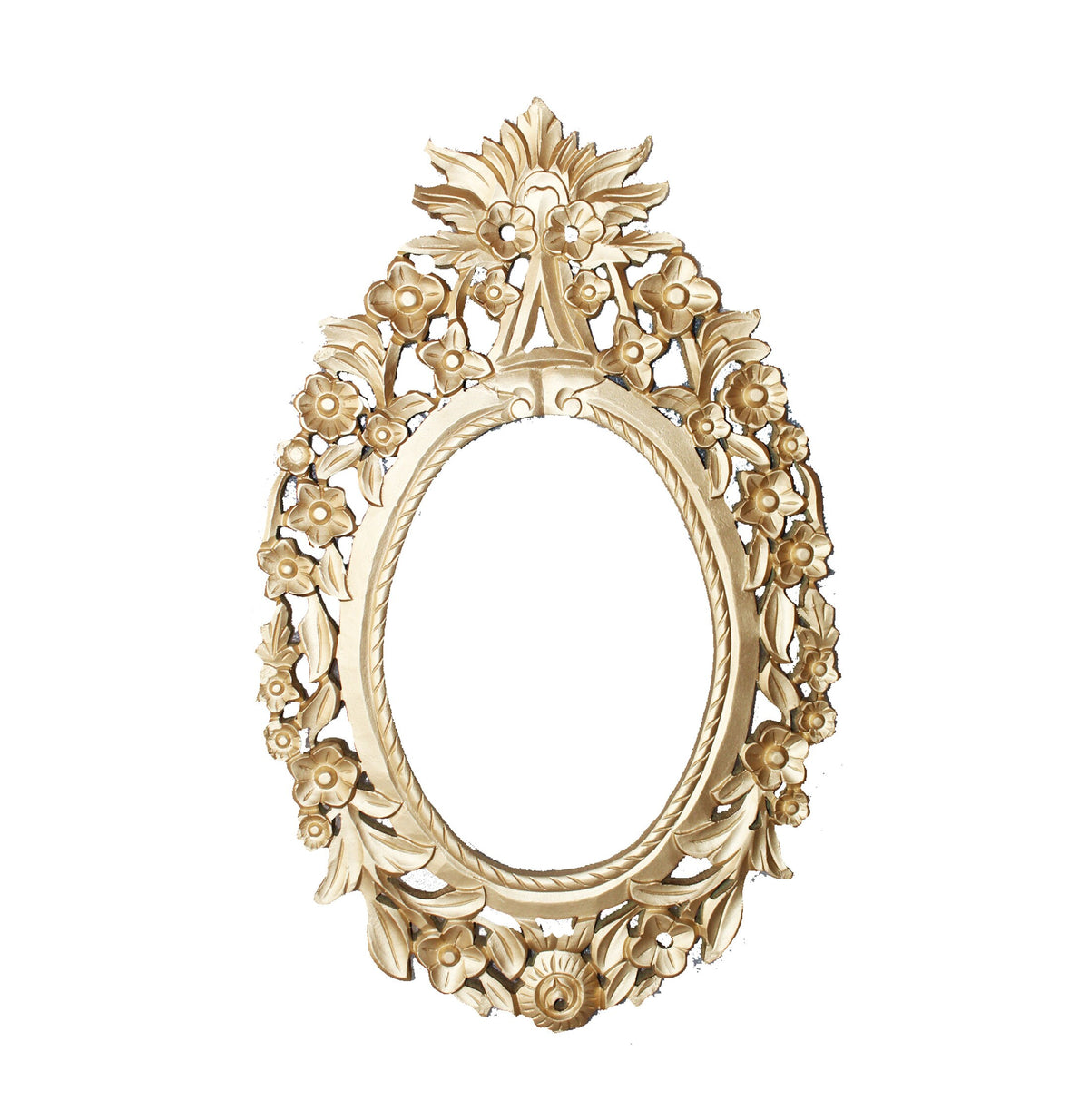 Wooden Carved Mirror Frame Wall hanging Fixture, Mid century Gold Color Frame