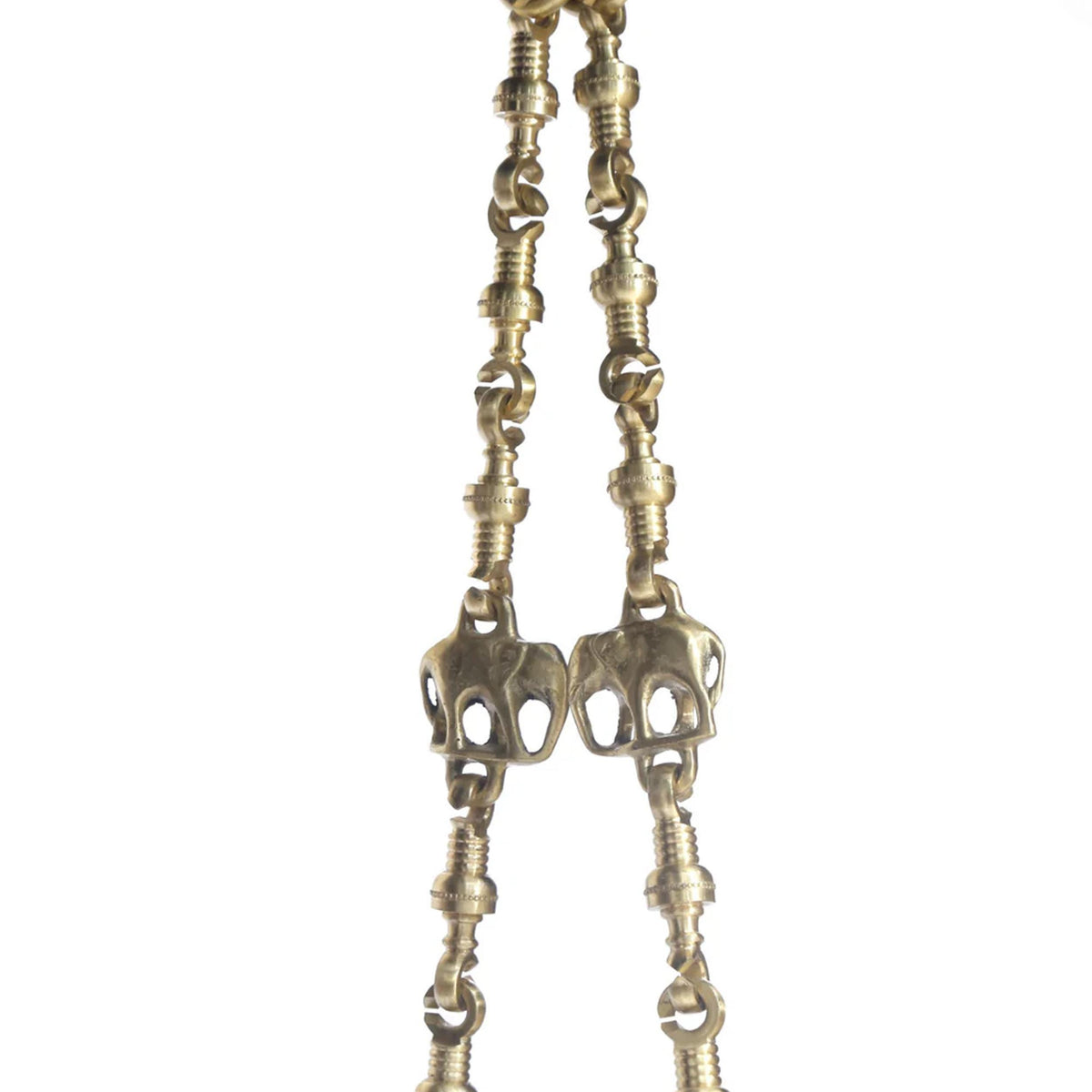 Handmade Teak Wood Swing: Elephant Carving, Brass Chain, Customizable