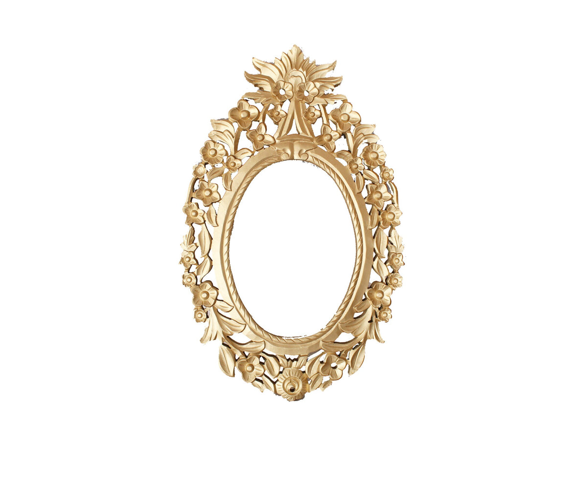 Wooden Carved Mirror Frame Wall hanging Fixture, Mid century Gold Color Frame