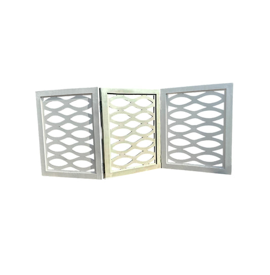 Mid-Century Modern White Wood Folding Divider: Handmade Pet/Baby Partition