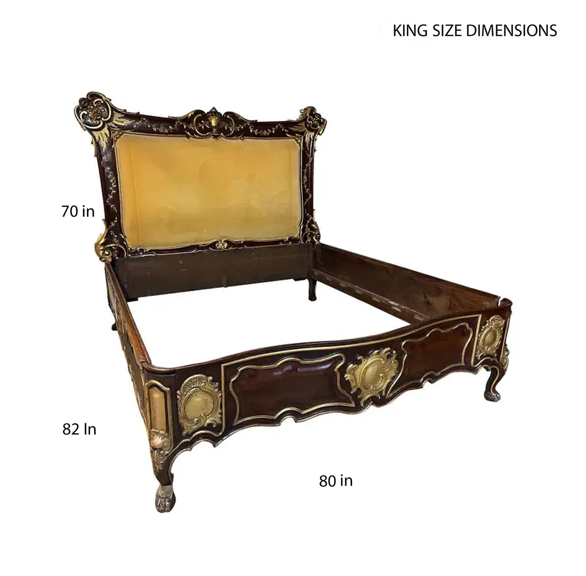 Handmade Giltwood Queen Bed Frame with Carved Detailing