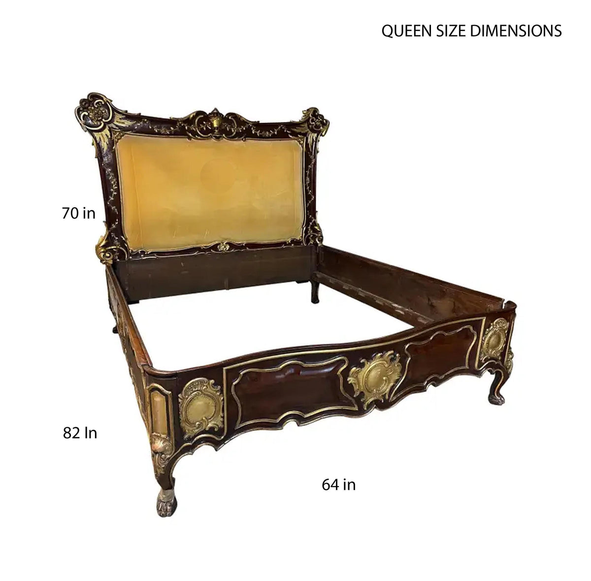 Handmade Giltwood Queen Bed Frame with Carved Detailing