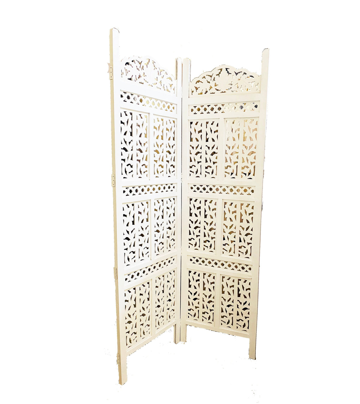 Mid century White Wooden Folding Divider, Partition, Handmade Self standing seperator