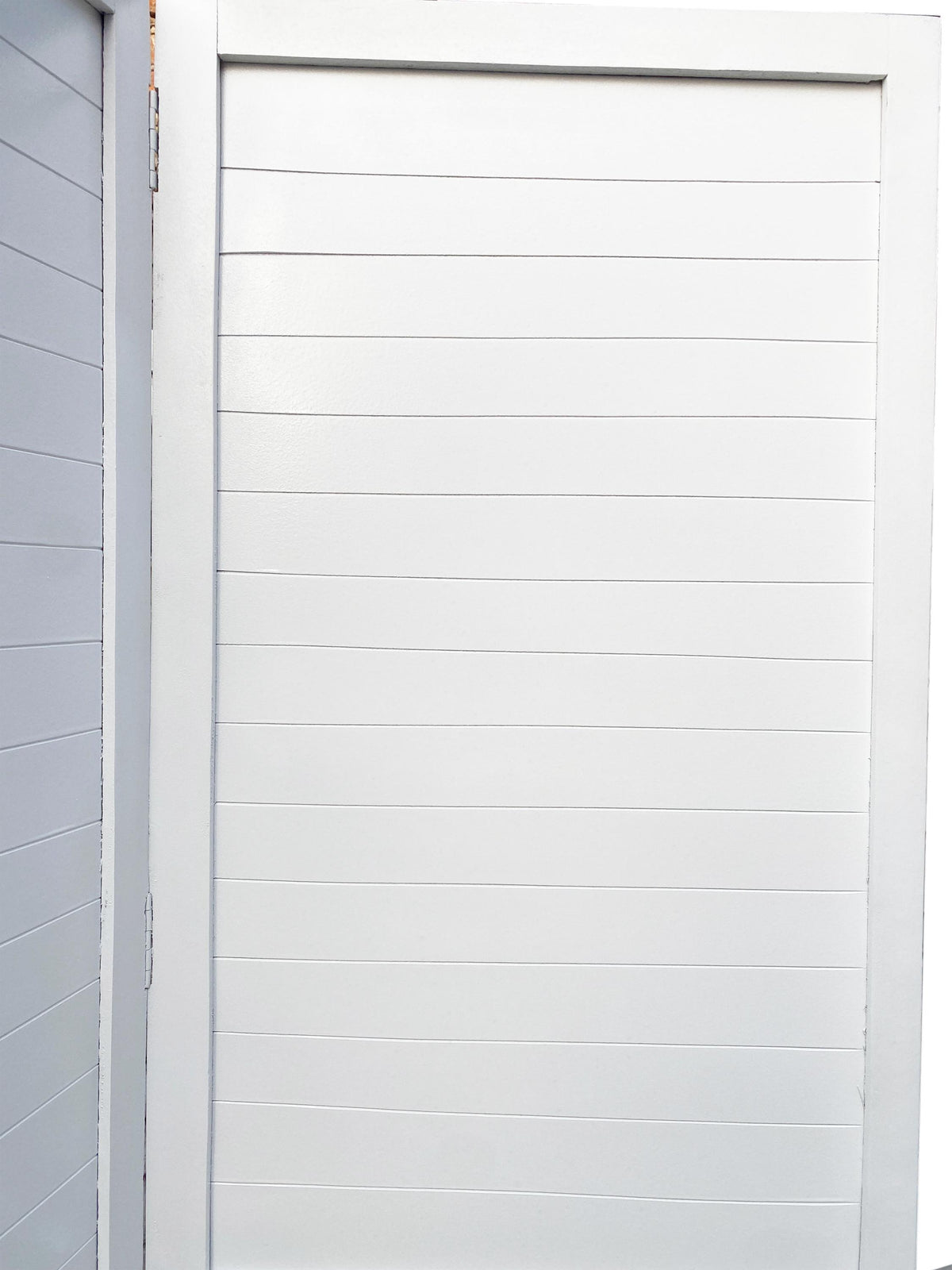 Mid Century Modern Wooden Folding Room Divider - White Stripes