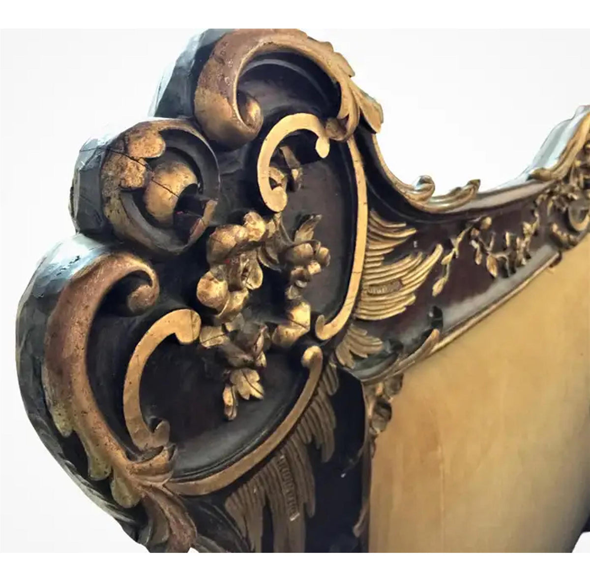 Handmade Giltwood Queen Bed Frame with Carved Detailing