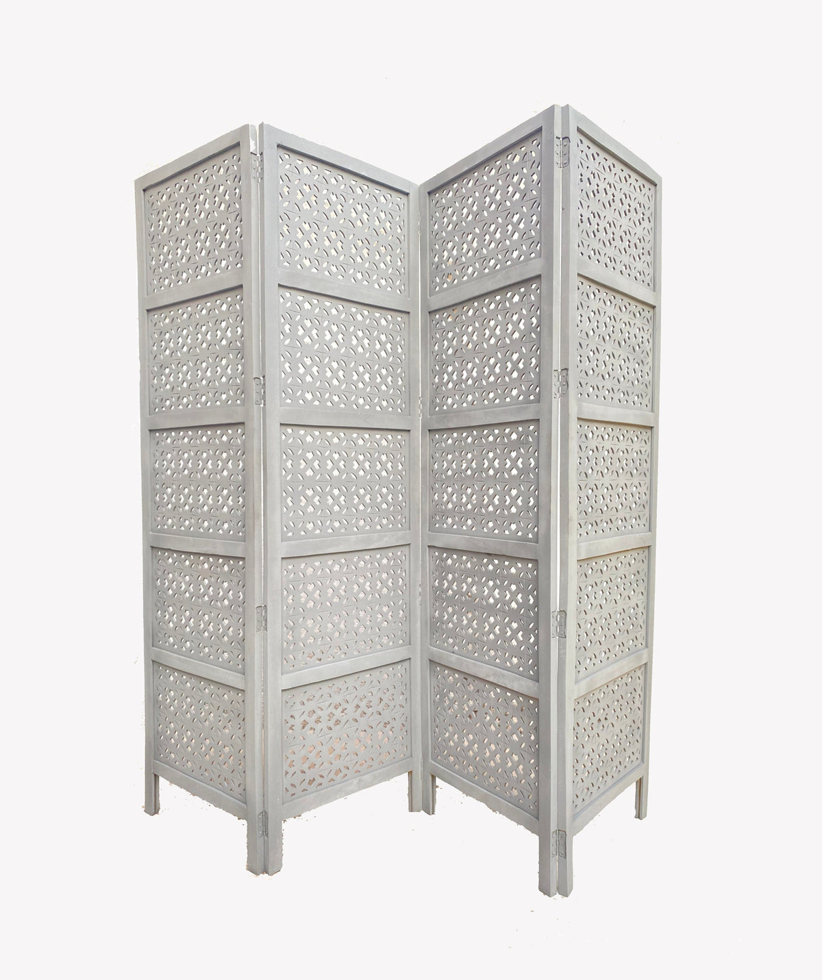 Handmade Mesh Style Wood Room Divider, Folding Privacy Screen