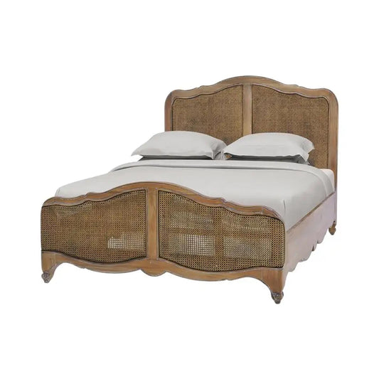 Handmade carved Regency Cane Bed Frame: King Size Bed