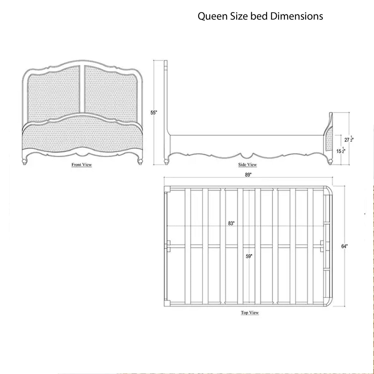 Handmade carved Regency Cane Bed Frame: King Size Bed