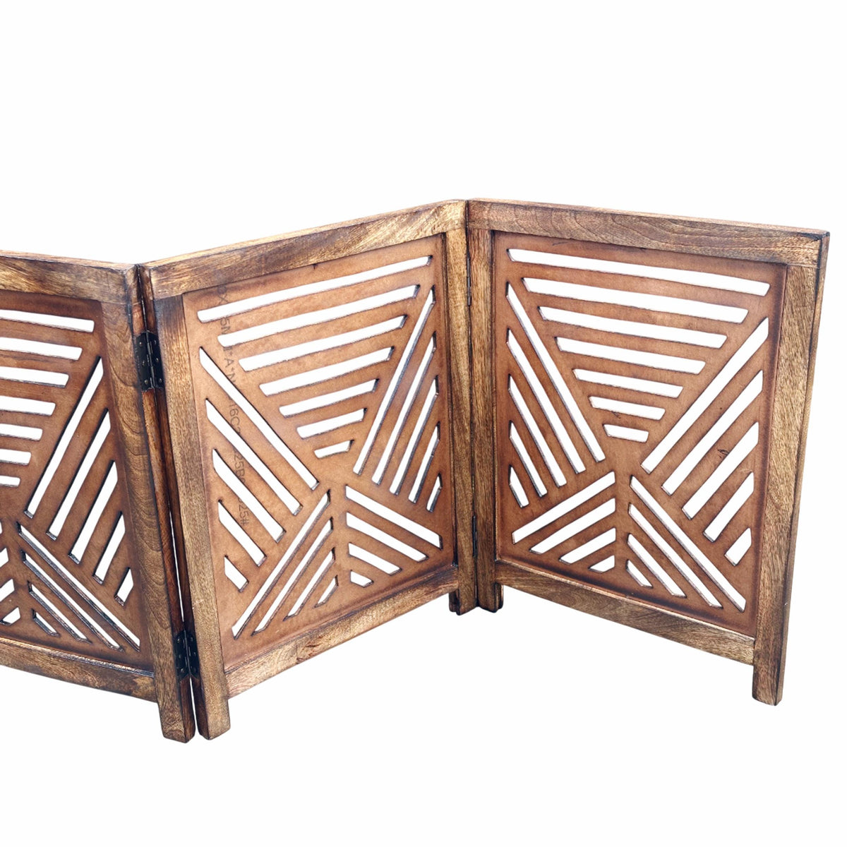 Mid-Century Brown Wood Folding Divider: Handmade Pet/Baby Partition
