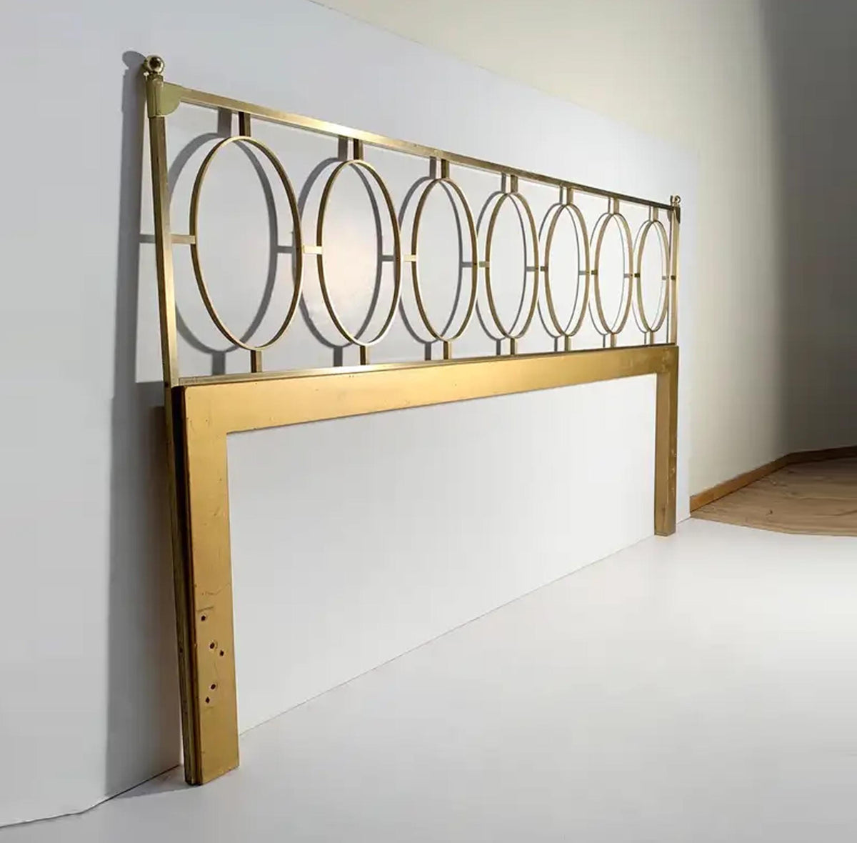 Mid-Century Style Brass Headboard, Handmade Ornate Design