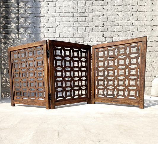 Handmade Mid-Century Wooden Folding Room Divider: Pet & Baby Partition