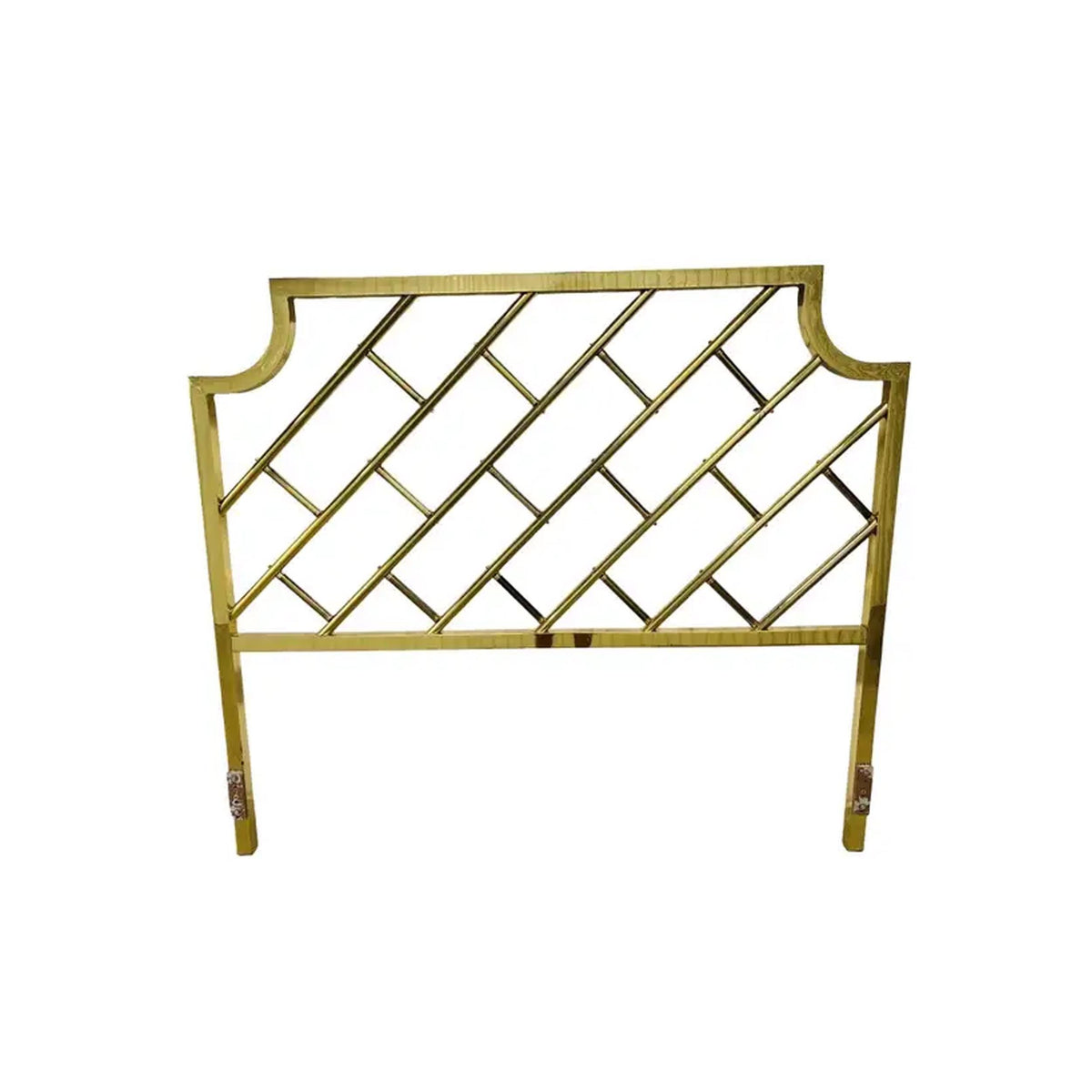 Mid-Century Style Brass King Headboard, Handmade Ornate Design