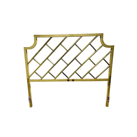 Mid-Century Style Brass King Headboard, Handmade Ornate Design