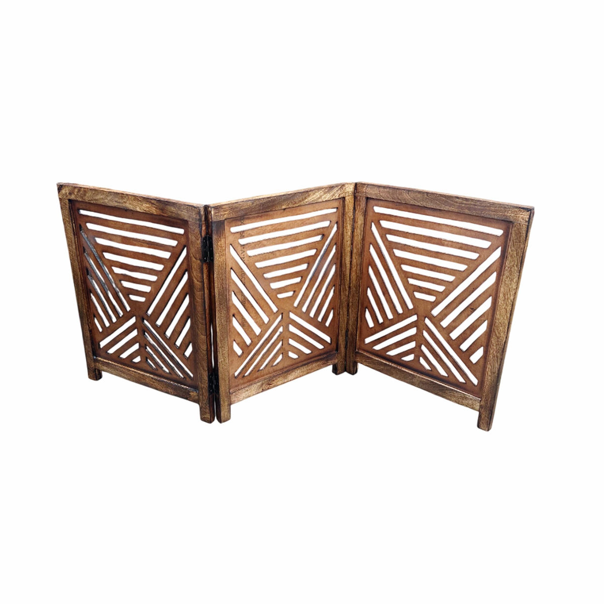 Mid-Century Brown Wood Folding Divider: Handmade Pet/Baby Partition
