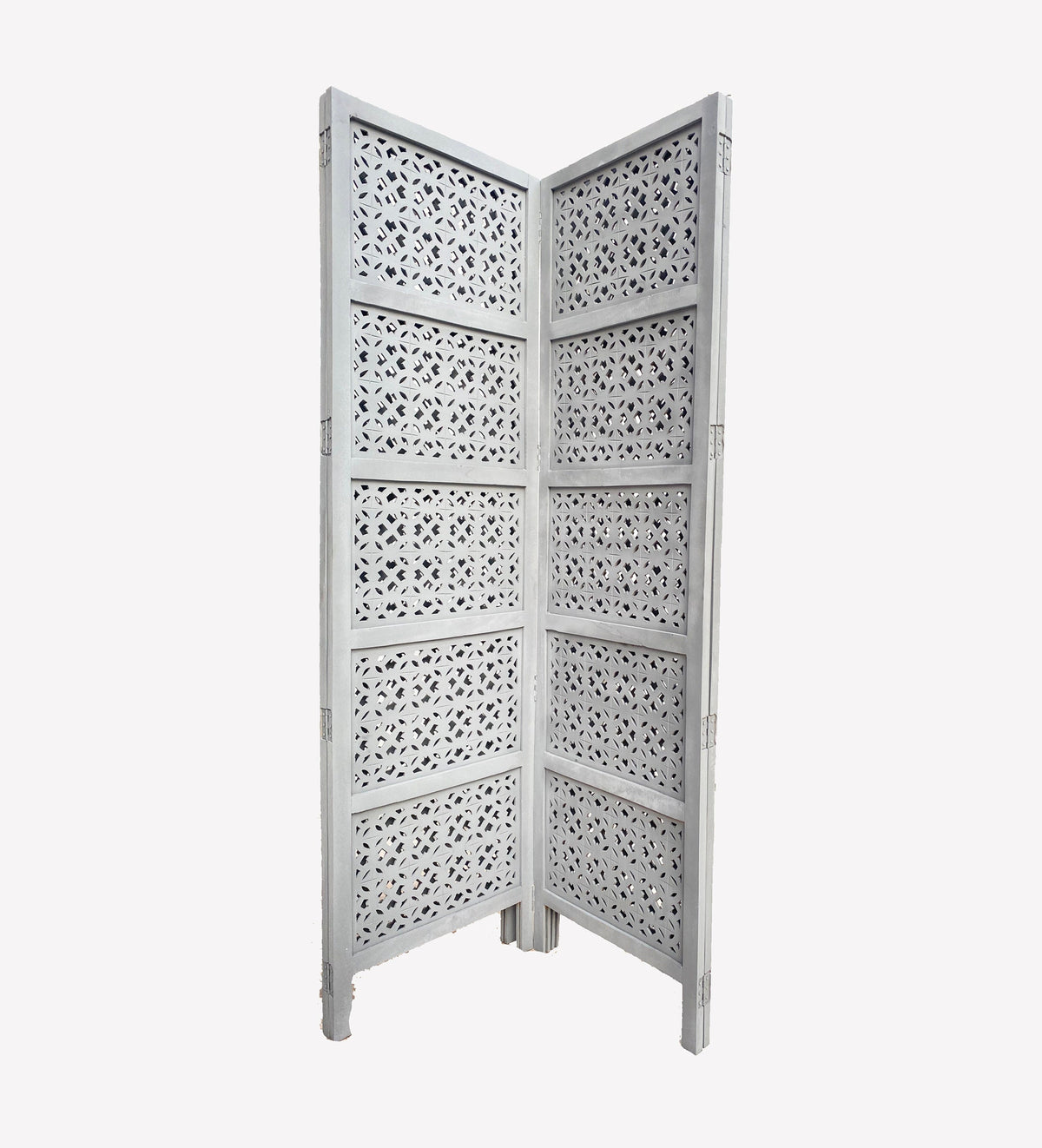 Handmade Mesh Style Wood Room Divider, Folding Privacy Screen