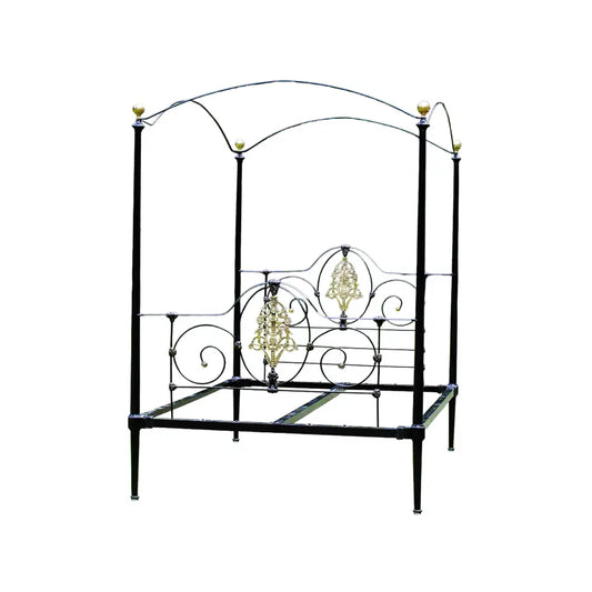 Handmade Brass Wrought Iron Canopy Bed Frame, Custom Metalwork (Twin-King)