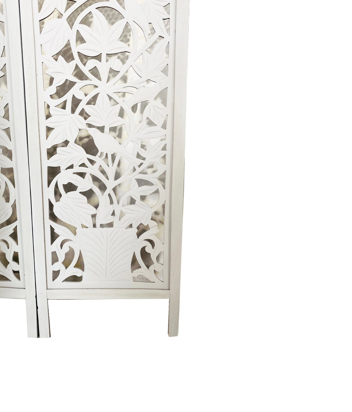 Handmade Carved Wood Room Divider, Folding Privacy Screen, Floral Partition (2-6 Panels)