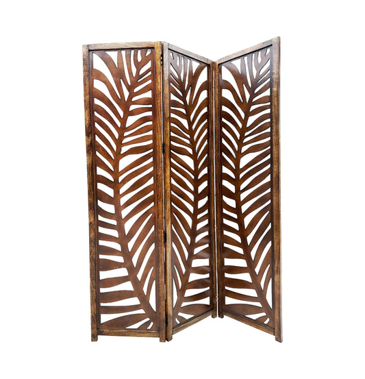Mid century Big Leaf Design Wooden Folding Divider, Partition, Handmade Self standing separator