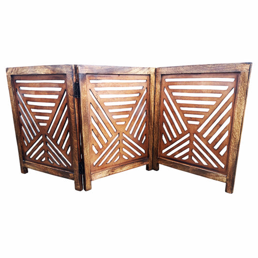 Mid-Century Brown Wood Folding Divider: Handmade Pet/Baby Partition