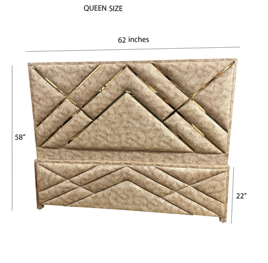 Mid-Century Modern Tufted Headboard & Footboard: Cream Upholstered King/Queen